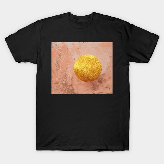 Beige concrete texture with golden moon T-Shirt by ColorsHappiness